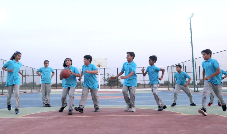 Students participating in sports activities